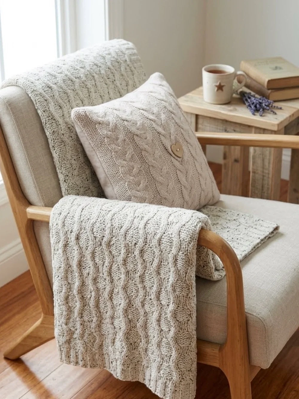 Artisan de Luxe Home Chunky Knit Throw Blanket 50x50 EUC beautiful boho